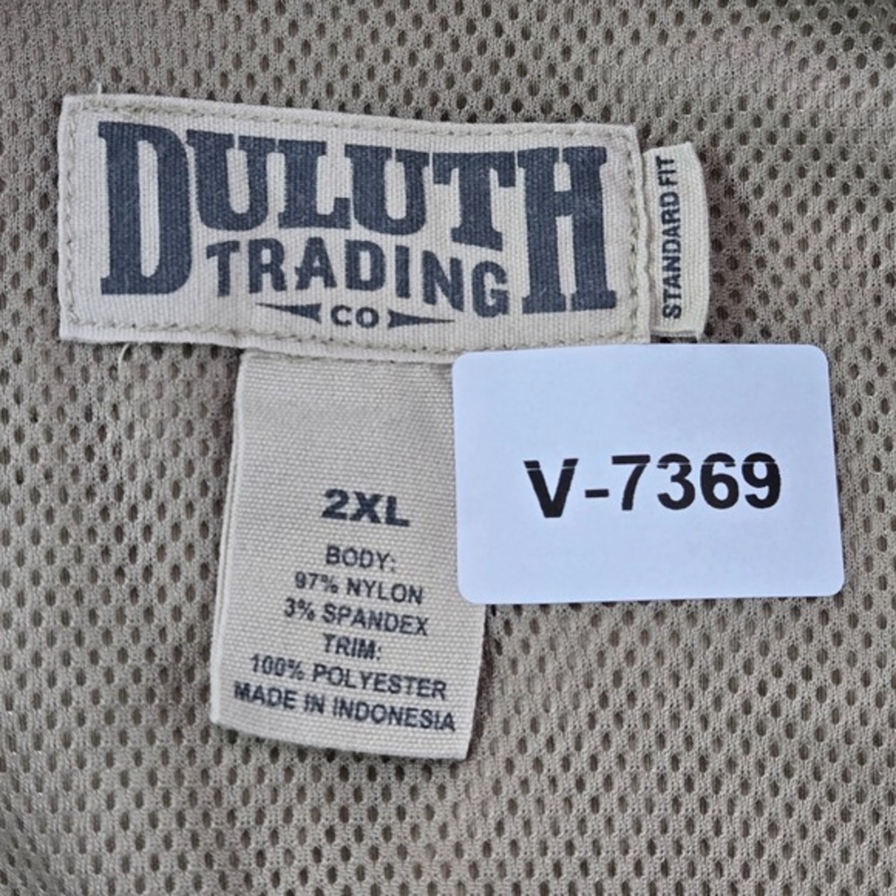 Duluth Men Button Up Shirt 2XL‎ Beige Mesh Standard Fit Pockets Nylon Spandex - Picture 2 of 6